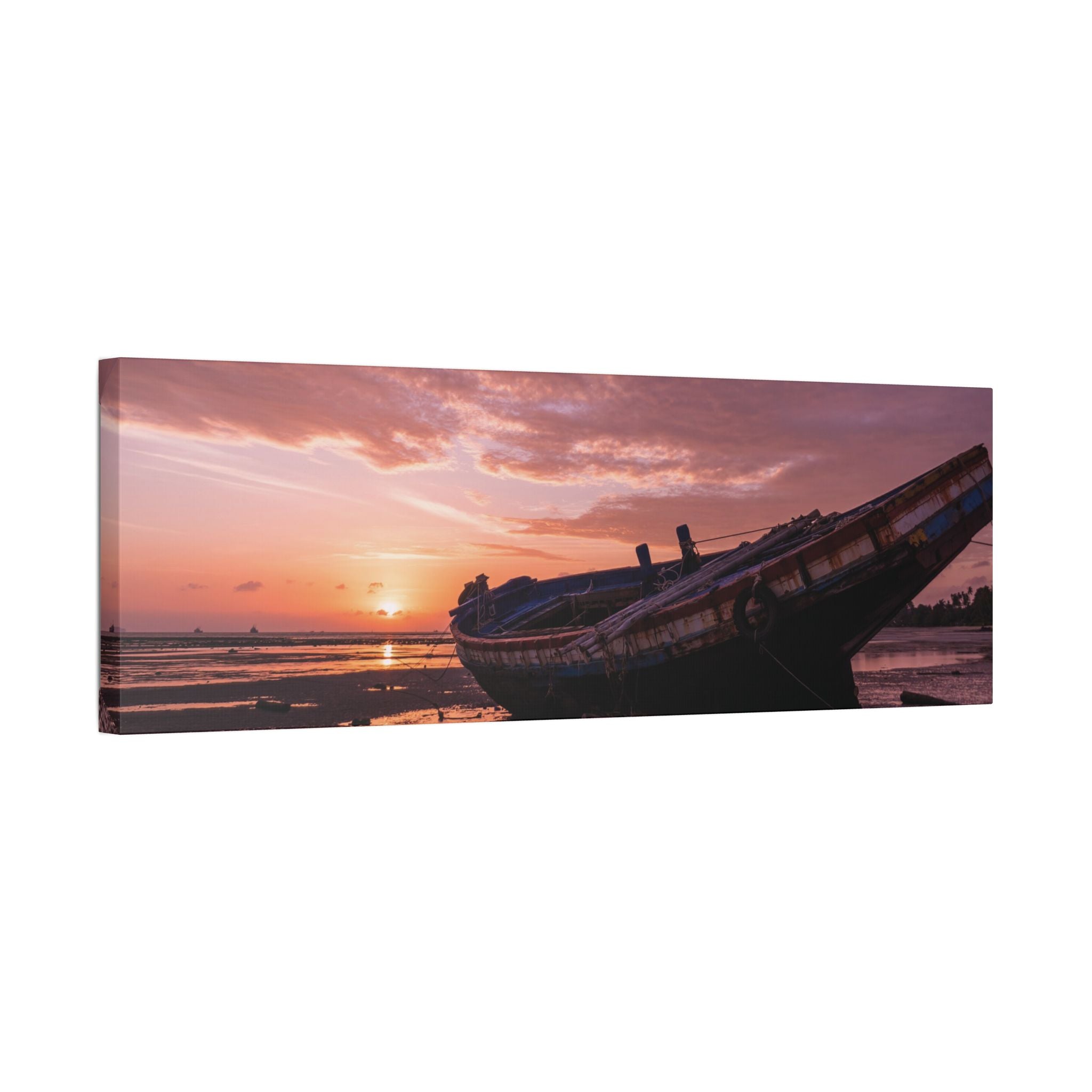 Phuket Thailand Low Tide Sunrise with Boat | Classic Stretched Canvas
