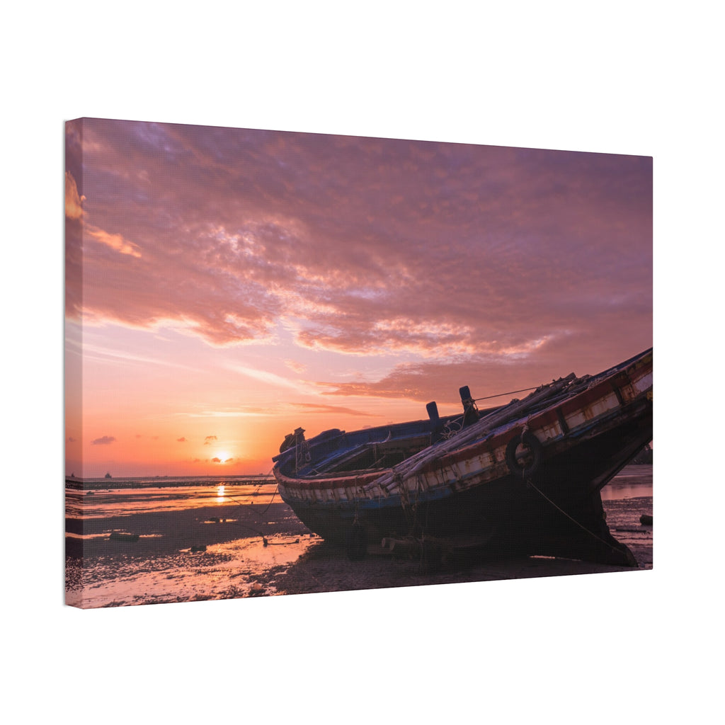 Phuket Thailand Low Tide Sunrise with Boat | Classic Stretched Canvas