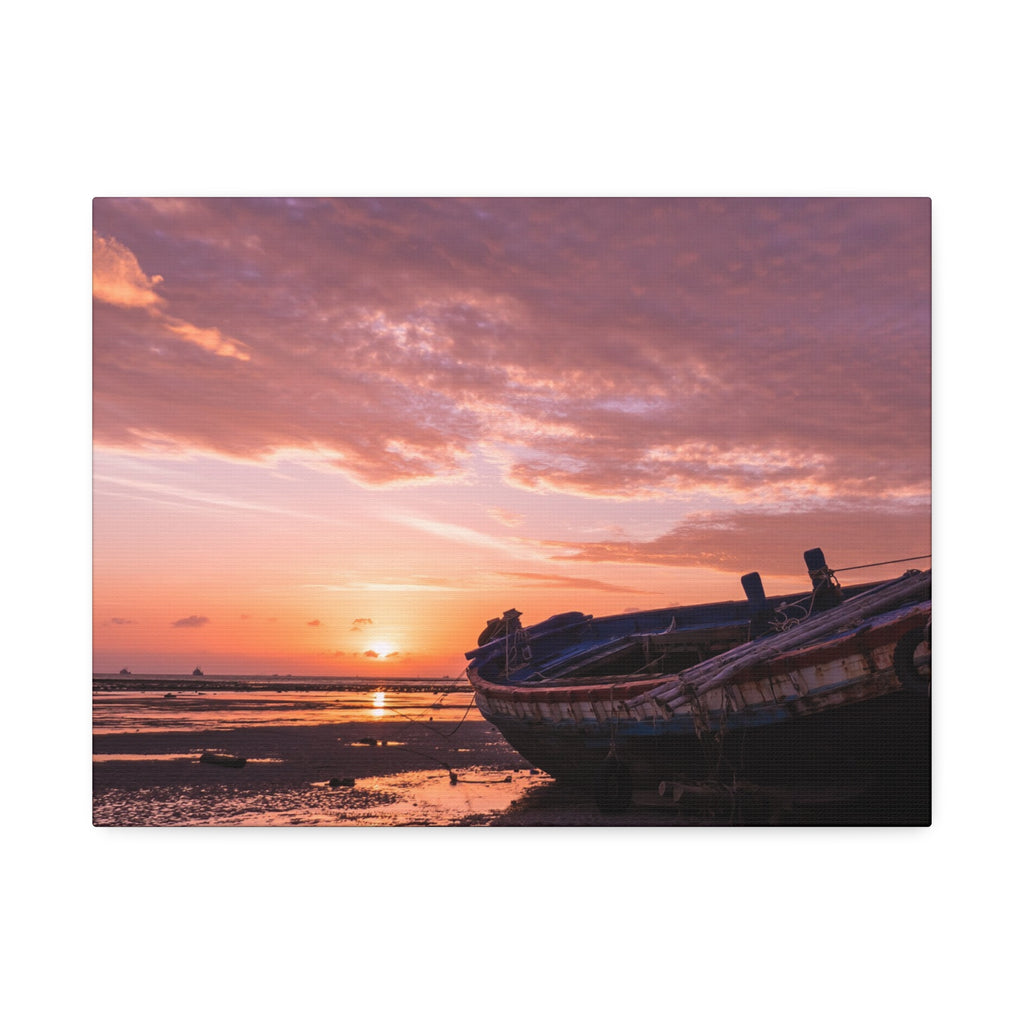 Phuket Thailand Low Tide Sunrise with Boat | Classic Stretched Canvas