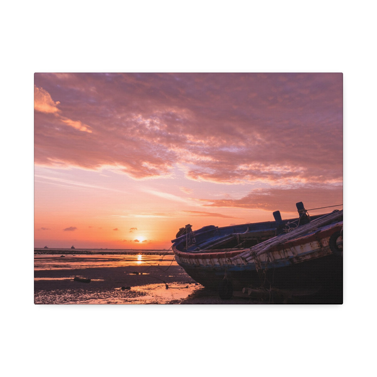 Phuket Thailand Low Tide Sunrise with Boat | Classic Stretched Canvas