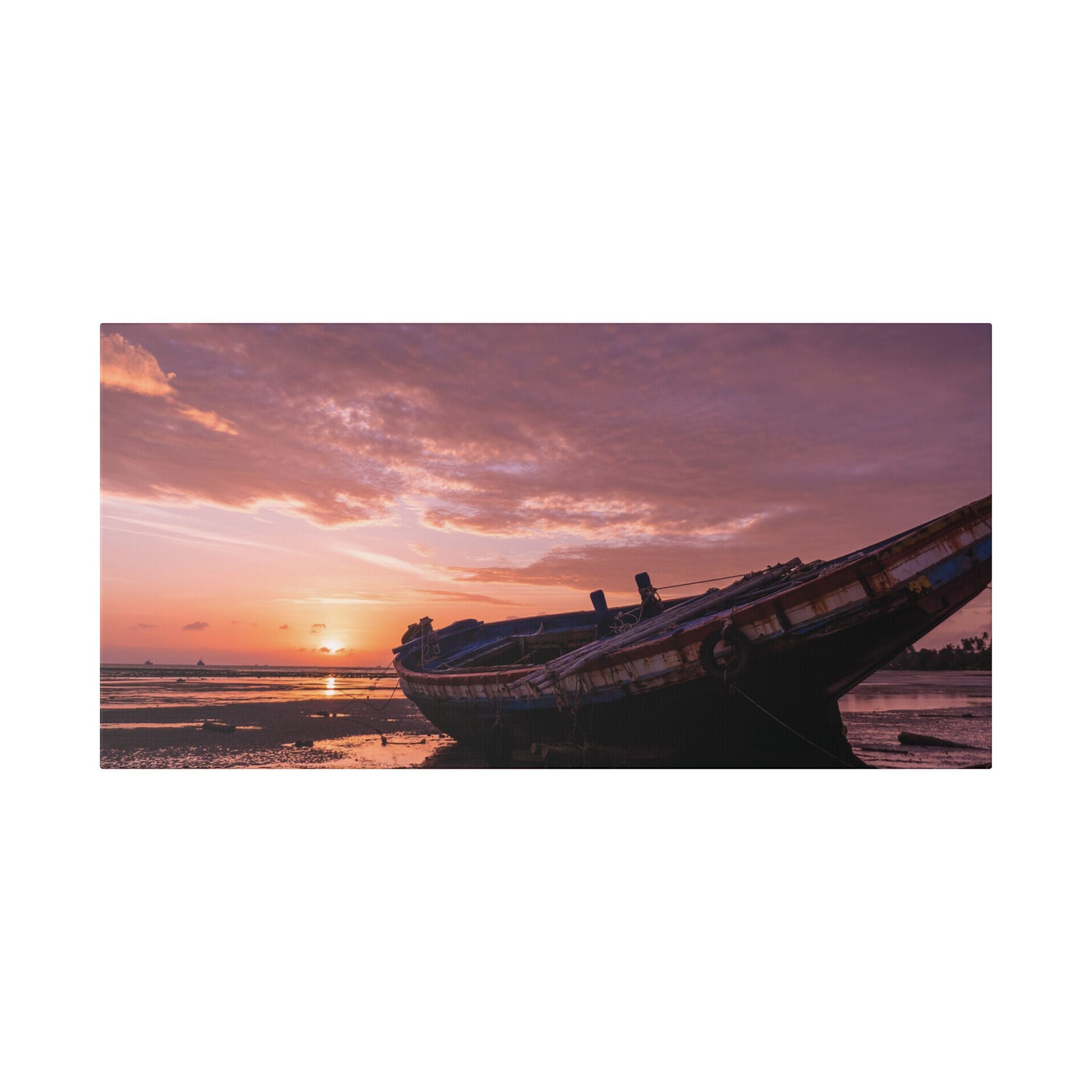 Phuket Thailand Low Tide Sunrise with Boat | Classic Stretched Canvas