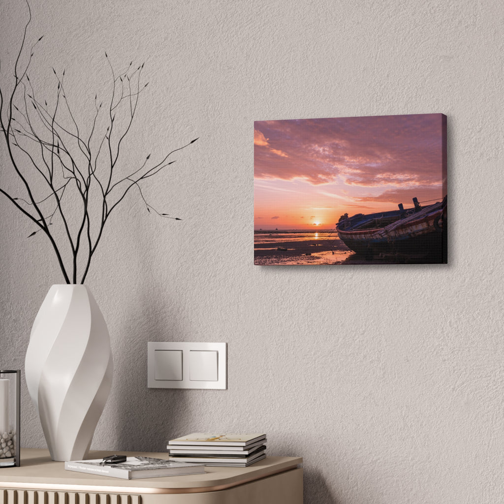 Phuket Thailand Low Tide Sunrise with Boat | Classic Stretched Canvas