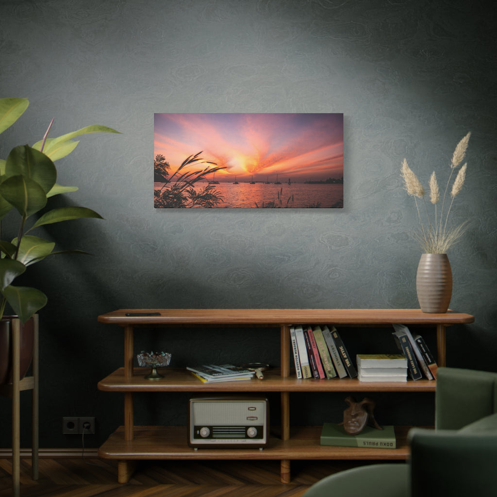 Sunset Harbor Canvas Print — Tranquil Pink & Orange Seascape
