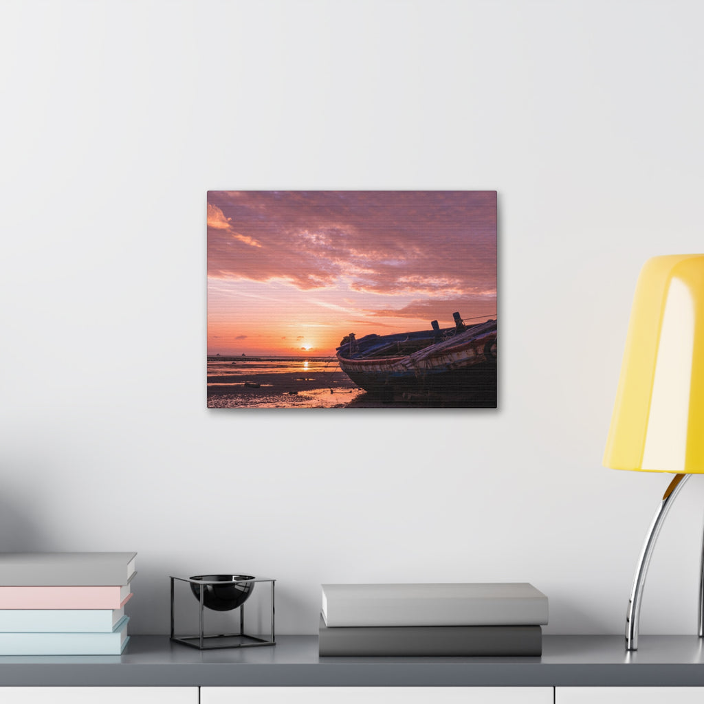 Phuket Thailand Low Tide Sunrise with Boat | Classic Stretched Canvas