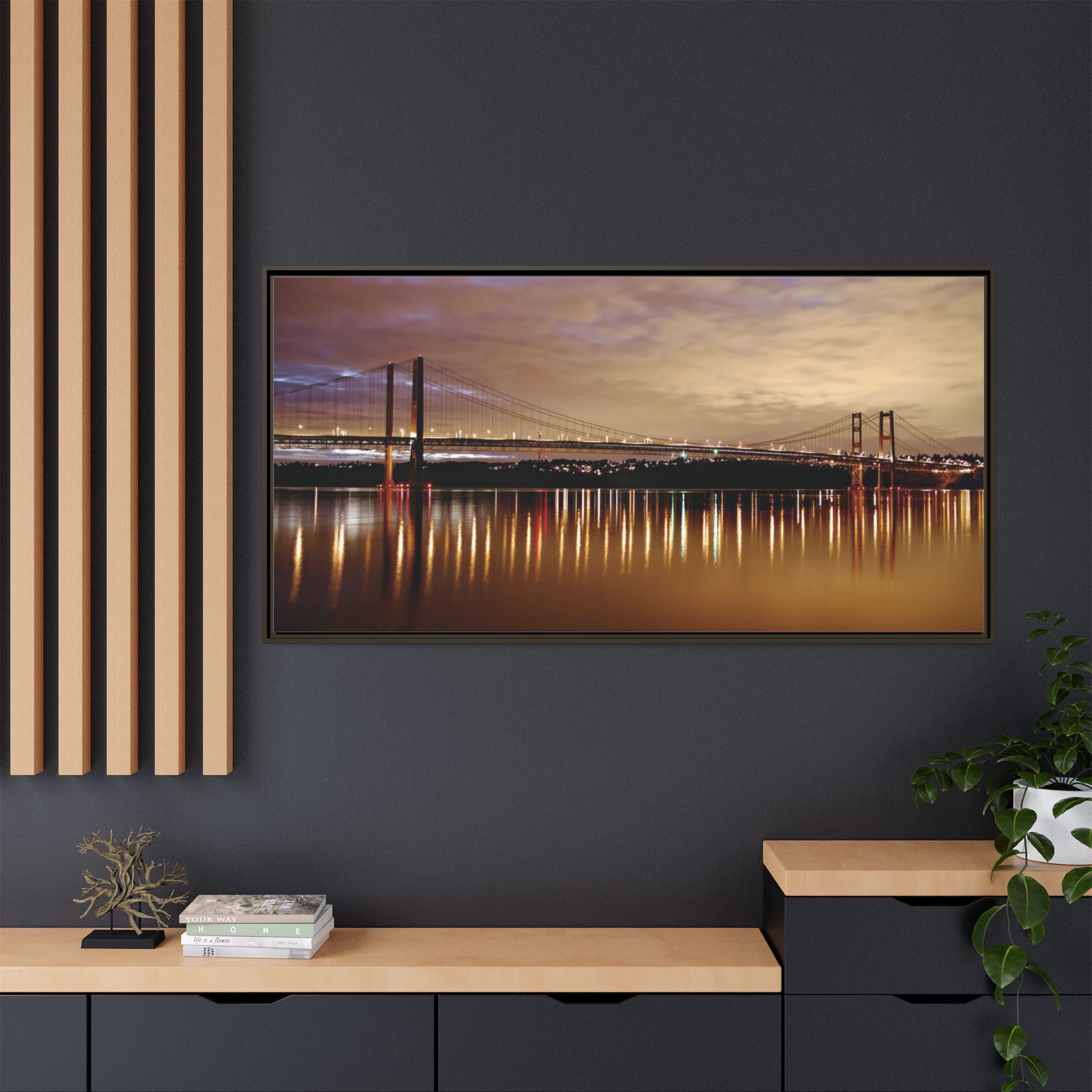Tacoma Narrows Bridge Matte Canvas, Framed (Multi-color)
