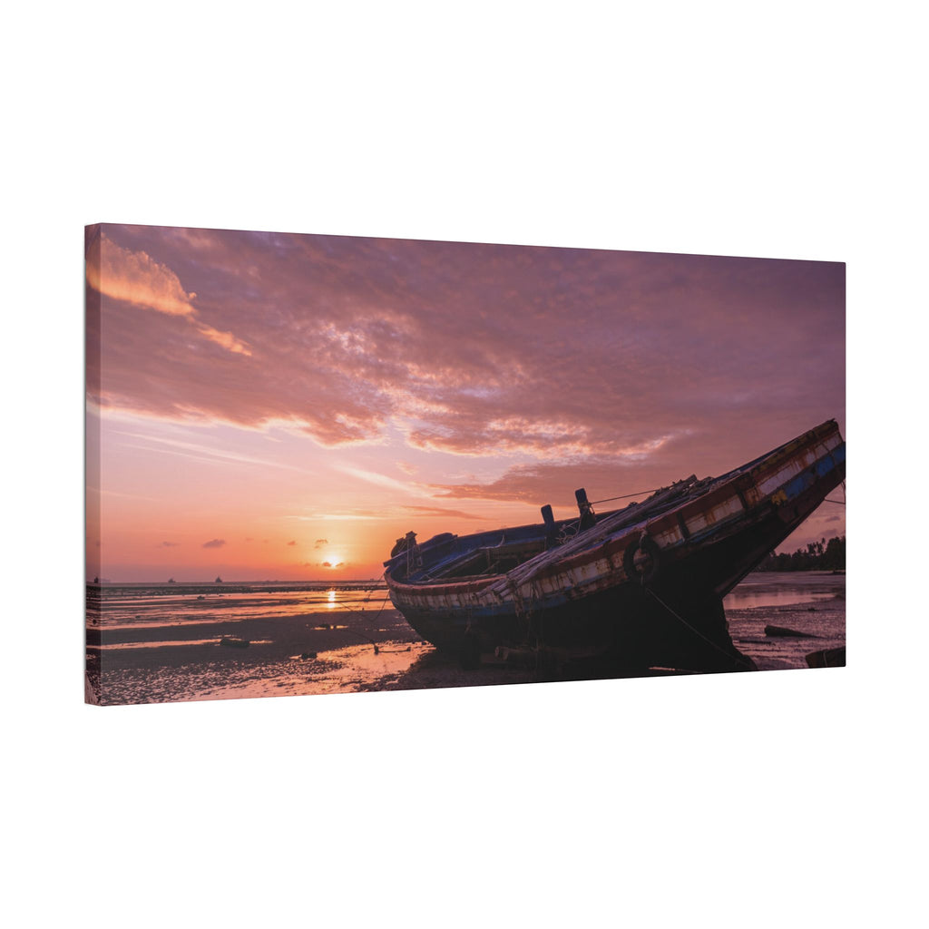 Phuket Thailand Low Tide Sunrise with Boat | Classic Stretched Canvas