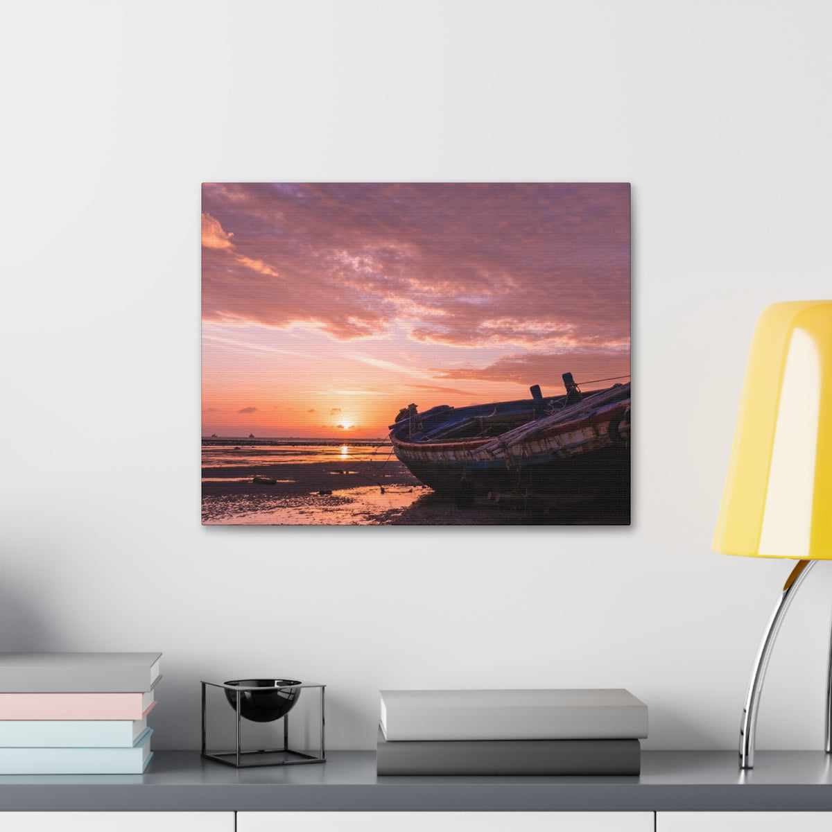 Phuket Thailand Low Tide Sunrise with Boat | Classic Stretched Canvas