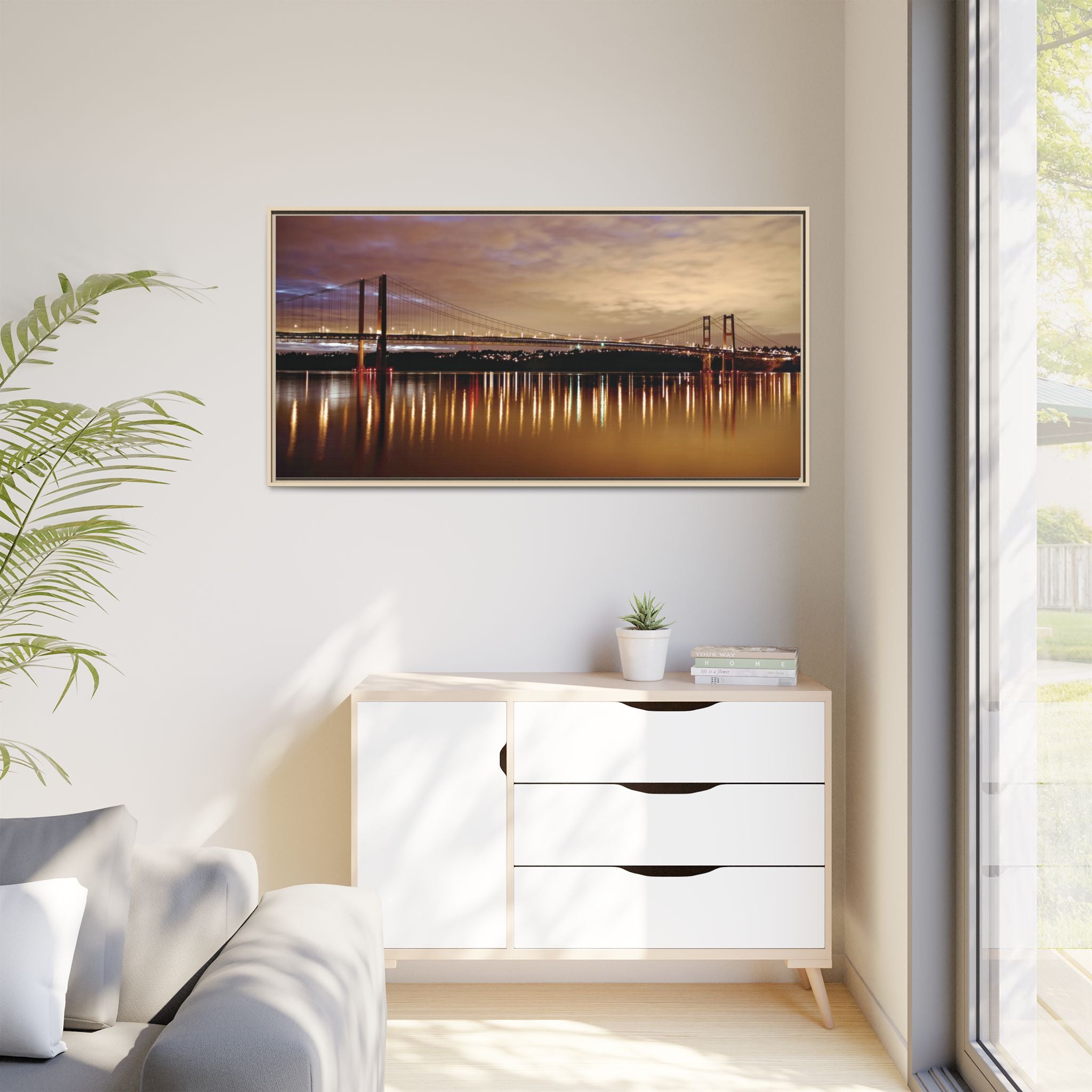 Tacoma Narrows Bridge Matte Canvas, Framed (Multi-color)