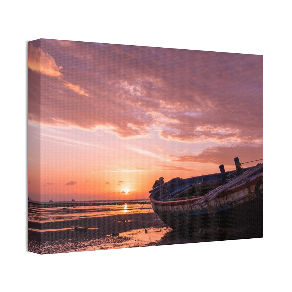 Phuket Thailand Low Tide Sunrise with Boat | Classic Stretched Canvas