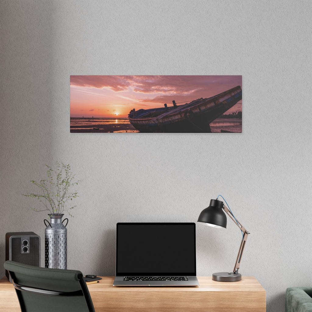 Phuket Thailand Low Tide Sunrise with Boat | Classic Stretched Canvas