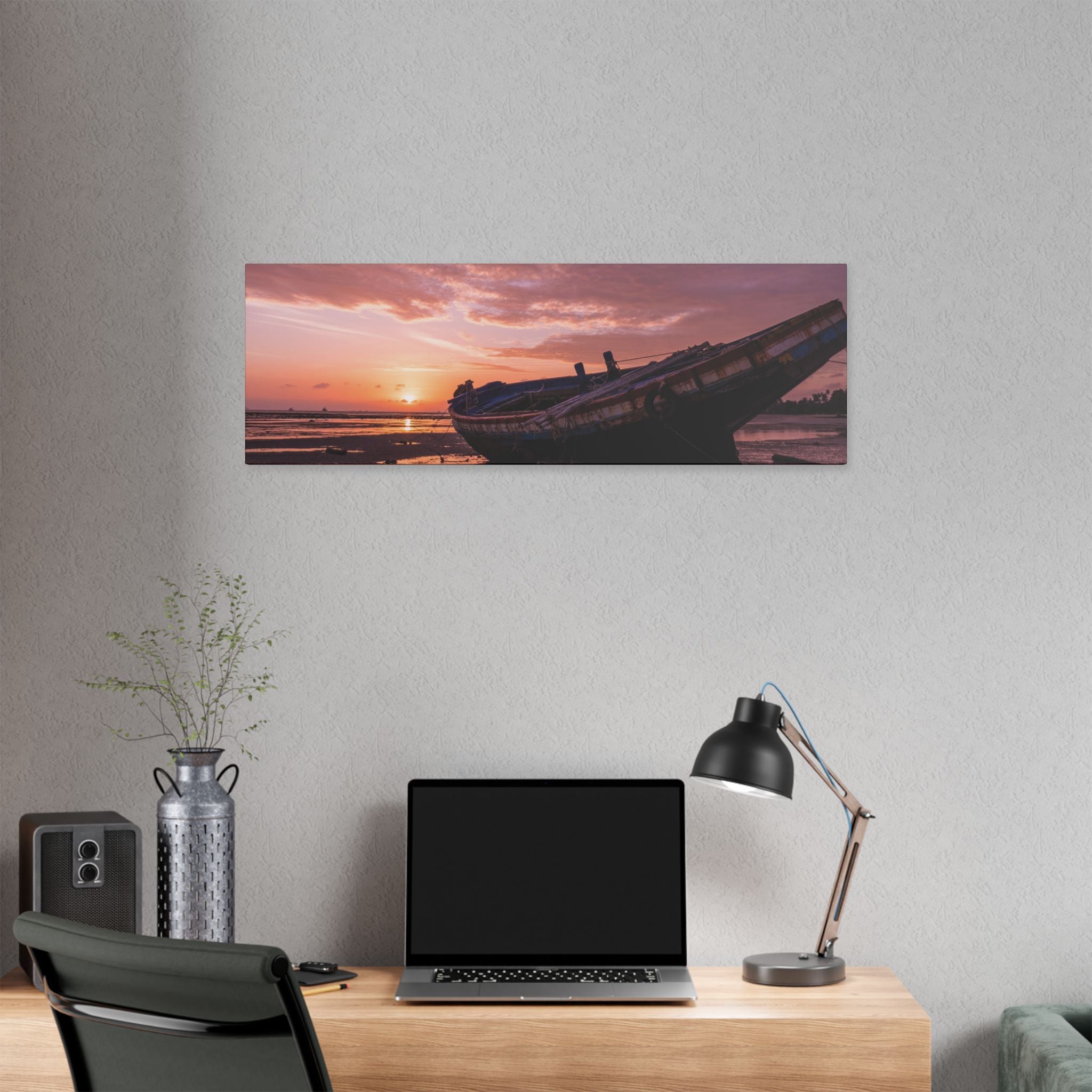 Phuket Thailand Low Tide Sunrise with Boat | Classic Stretched Canvas