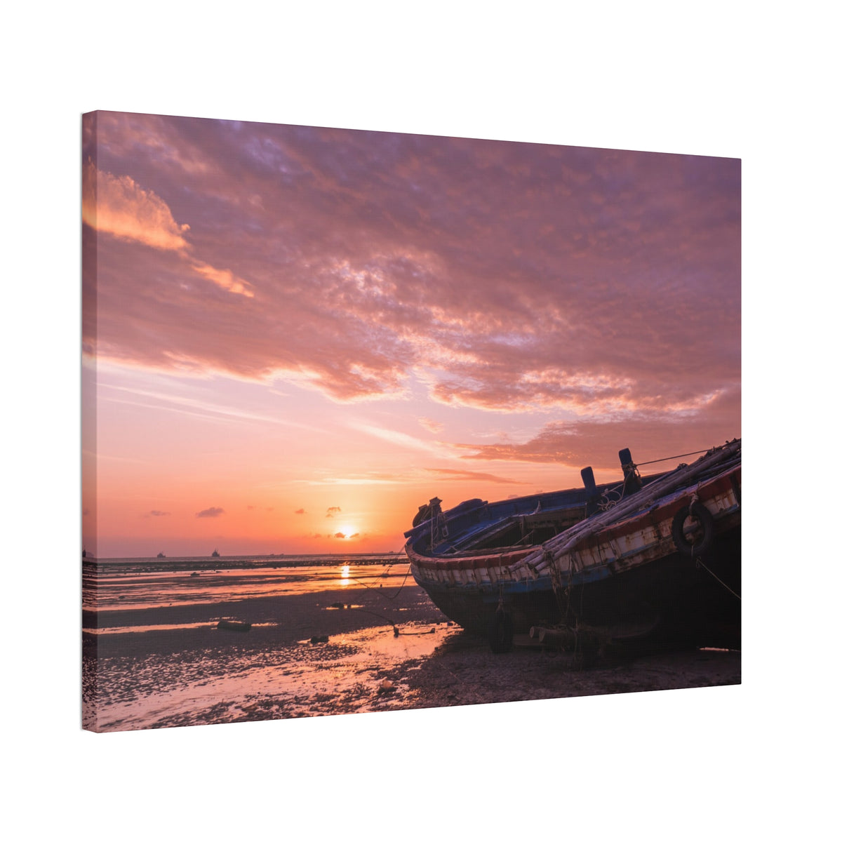 Phuket Thailand Low Tide Sunrise with Boat | Classic Stretched Canvas