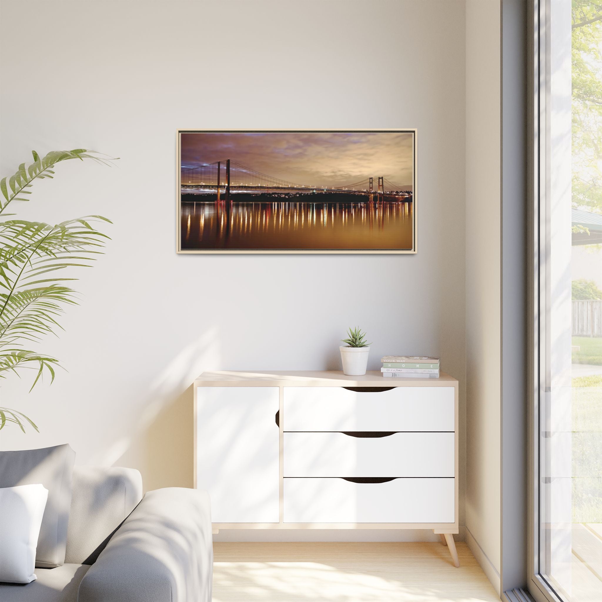 Tacoma Narrows Bridge Matte Canvas, Framed (Multi-color)