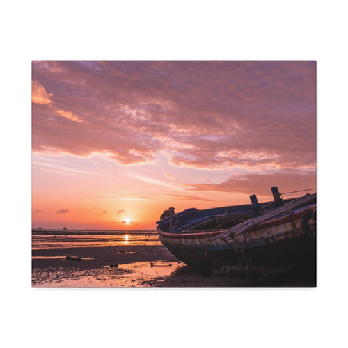 Phuket Thailand Low Tide Sunrise with Boat | Classic Stretched Canvas