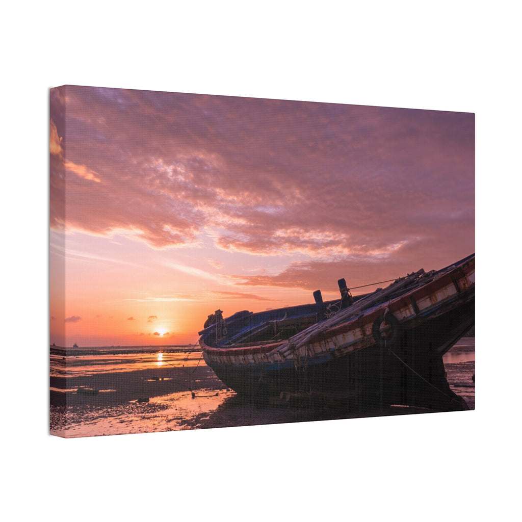 Phuket Thailand Low Tide Sunrise with Boat | Classic Stretched Canvas