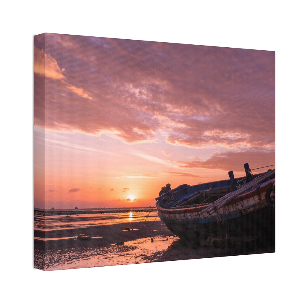 Phuket Thailand Low Tide Sunrise with Boat | Classic Stretched Canvas