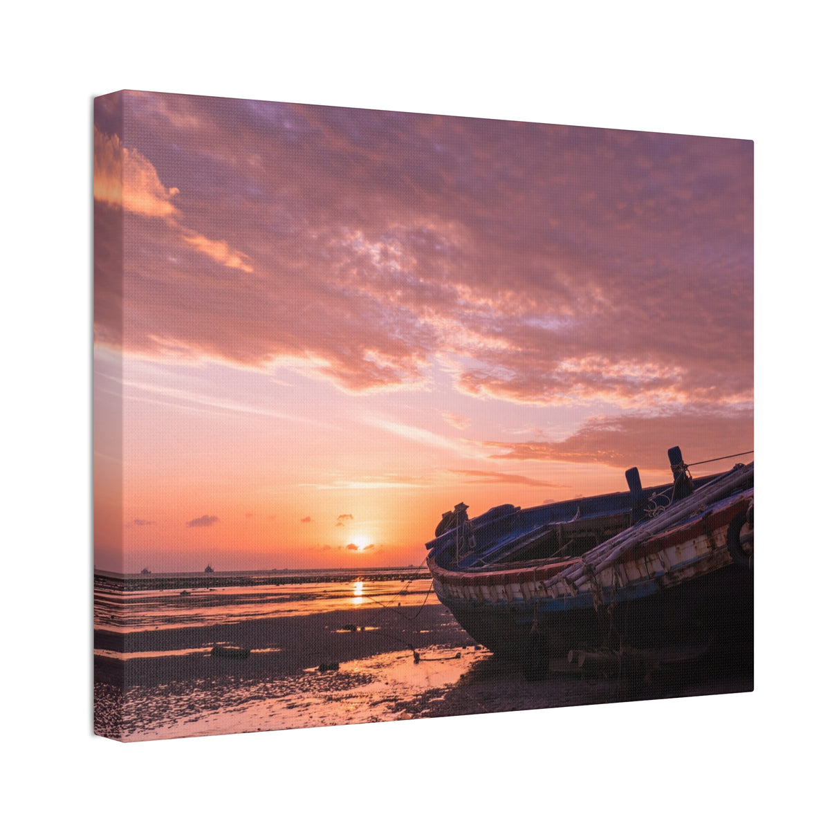 Phuket Thailand Low Tide Sunrise with Boat | Classic Stretched Canvas