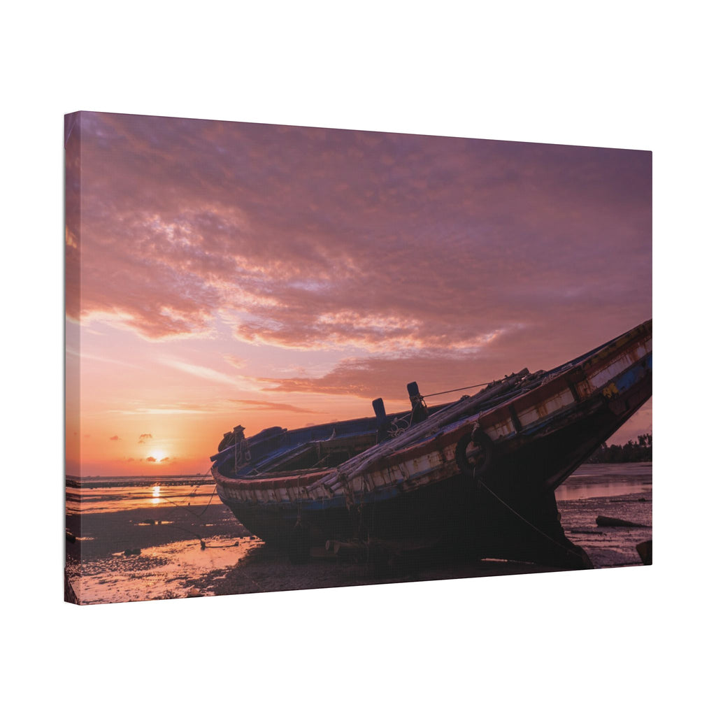 Phuket Thailand Low Tide Sunrise with Boat | Classic Stretched Canvas