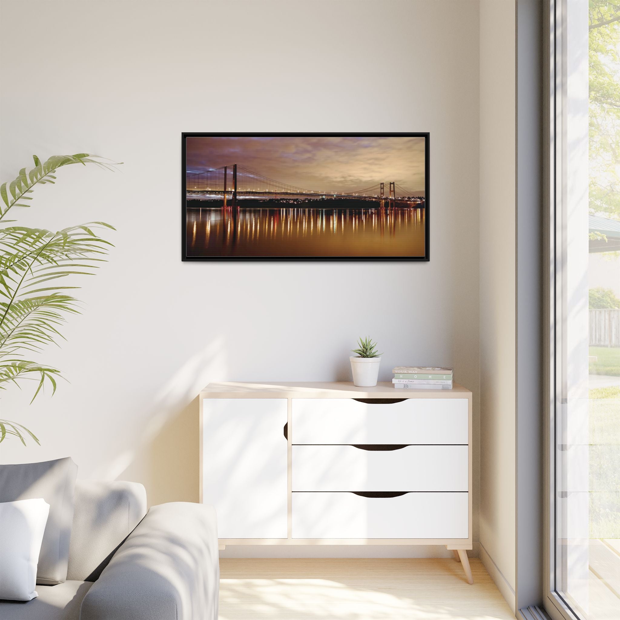 Tacoma Narrows Bridge Matte Canvas, Framed (Multi-color)