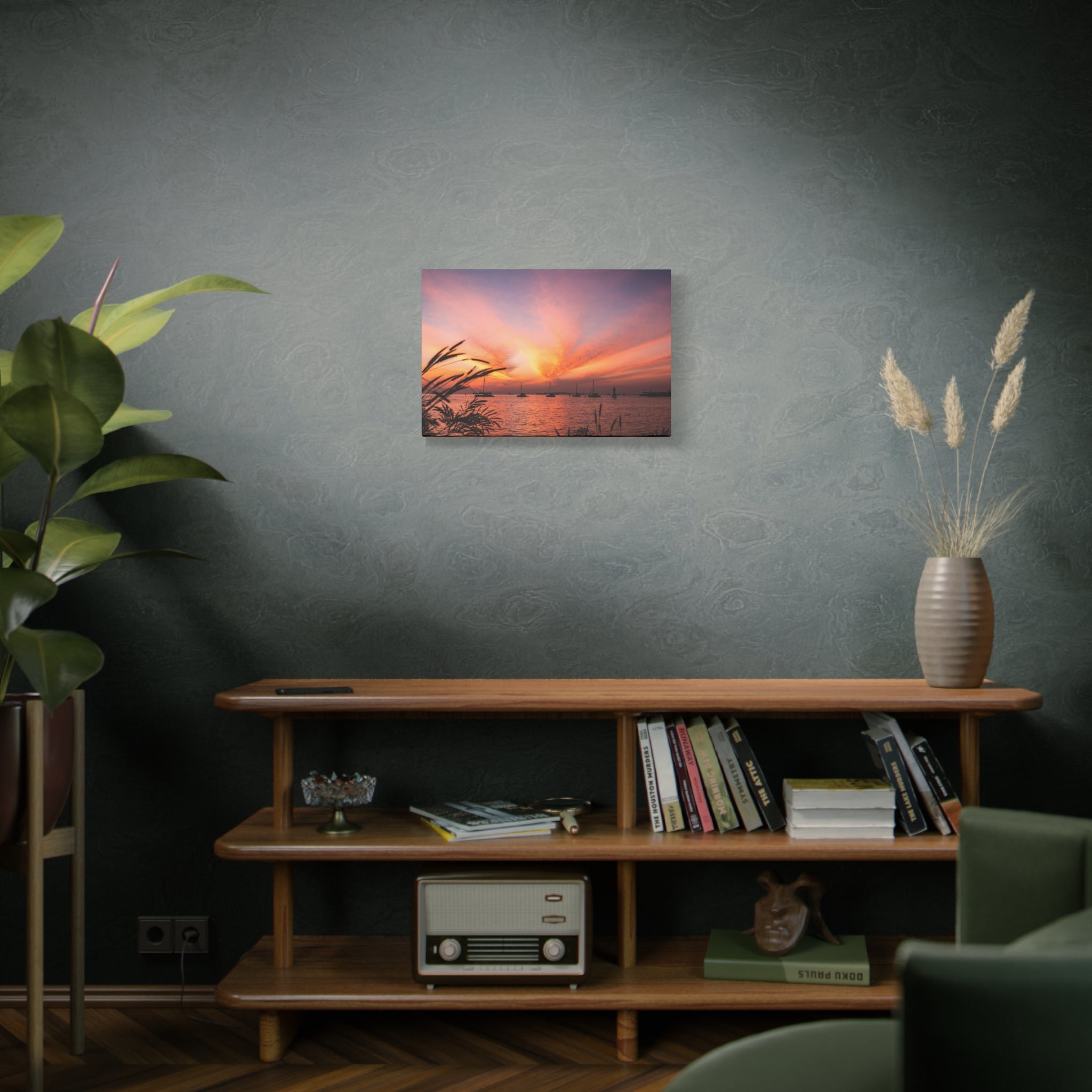 Sunset Harbor Canvas Print — Tranquil Pink & Orange Seascape