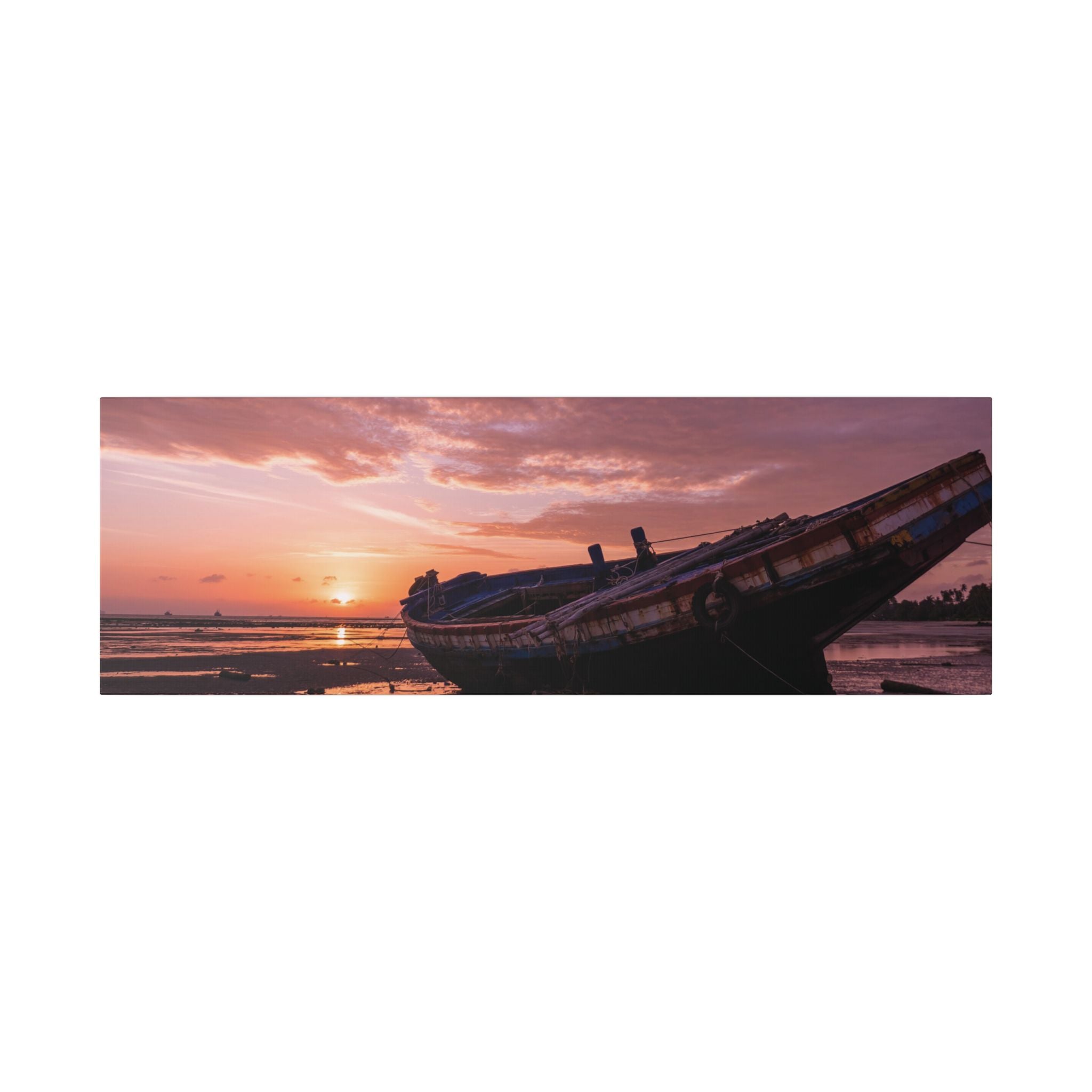 Phuket Thailand Low Tide Sunrise with Boat | Classic Stretched Canvas