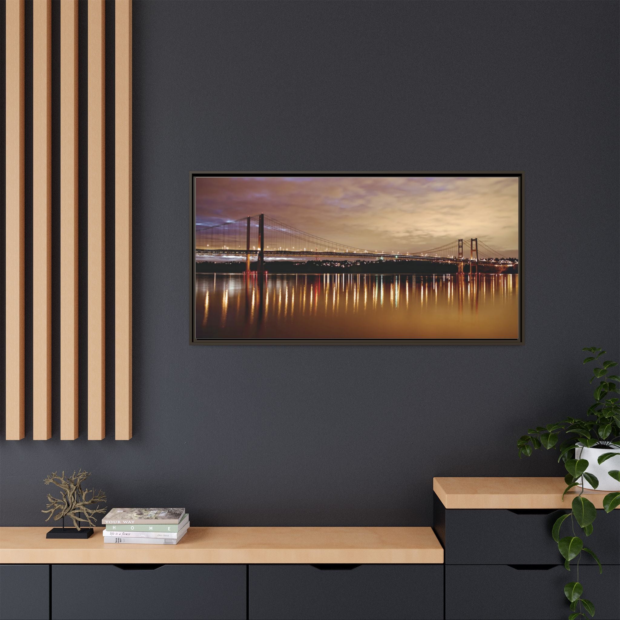 Tacoma Narrows Bridge Matte Canvas, Framed (Multi-color)