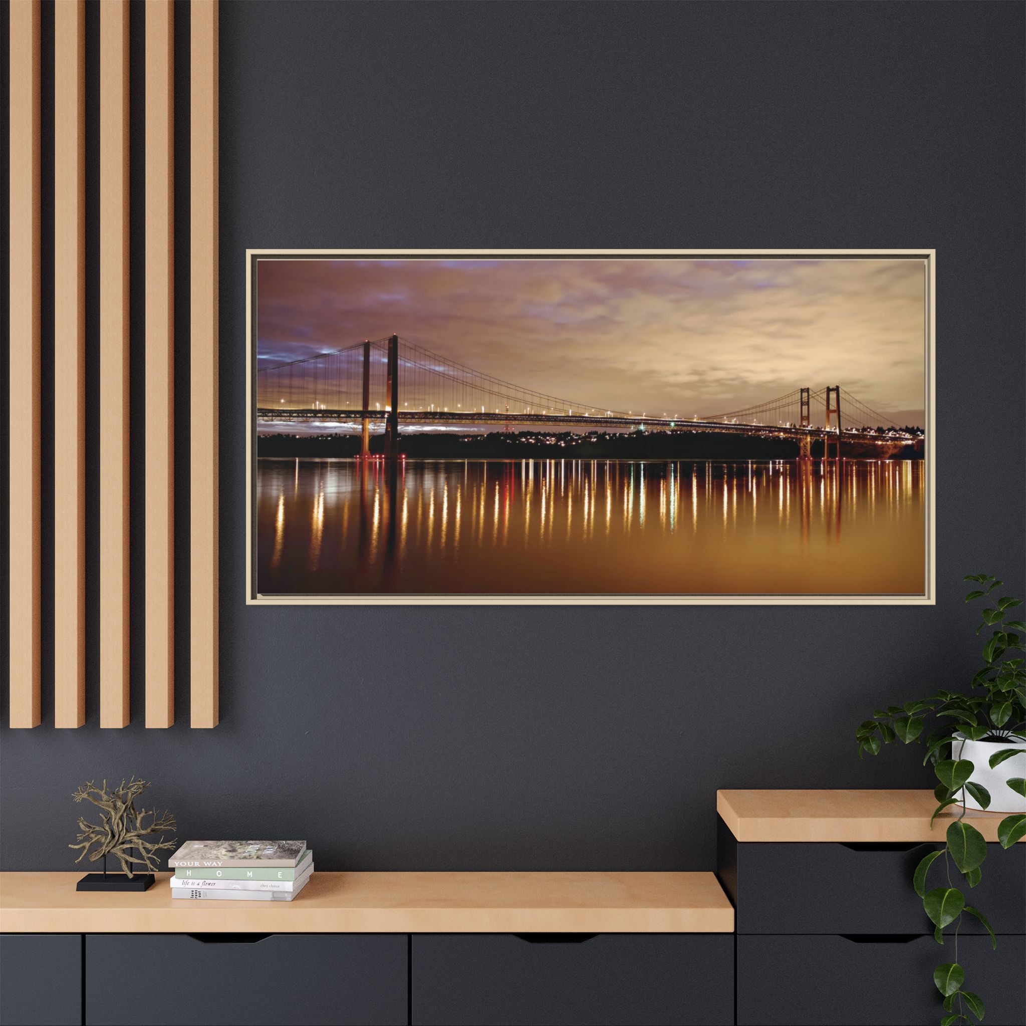 Tacoma Narrows Bridge Matte Canvas, Framed (Multi-color)